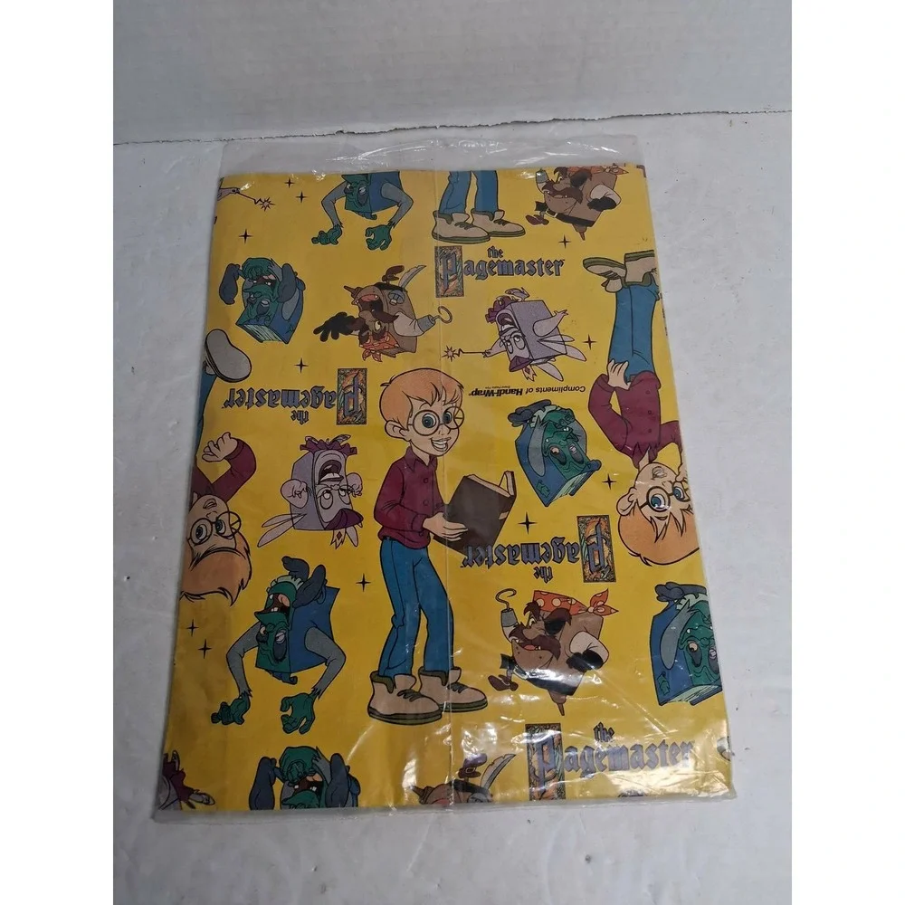 The Pagemaster Gift Wrap Saran Wrap Handi Wrap‎ Two Sheets Vintage 1994